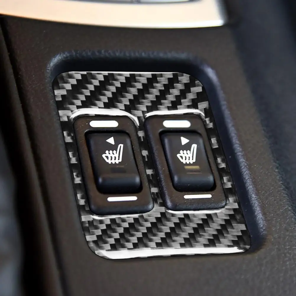 

Черная уникальная кнопка нагрева центральной консоли сиденья, наклейка на рамку, переключатель нагрева сиденья из углеродного волокна, защ...