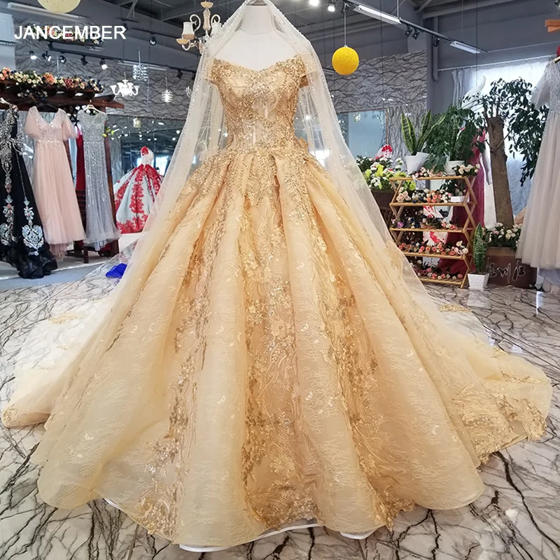 LS21447 платье люксЗолотой sexy с открытыми плечами нарядное 2018 длинными veil v образным