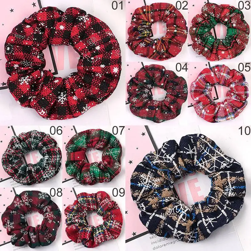

2020 Fashion Christmas Scrunchie Elastic New Handmade HeadBands Hair Rope Ponytail Holder Headdress Hair Accessories