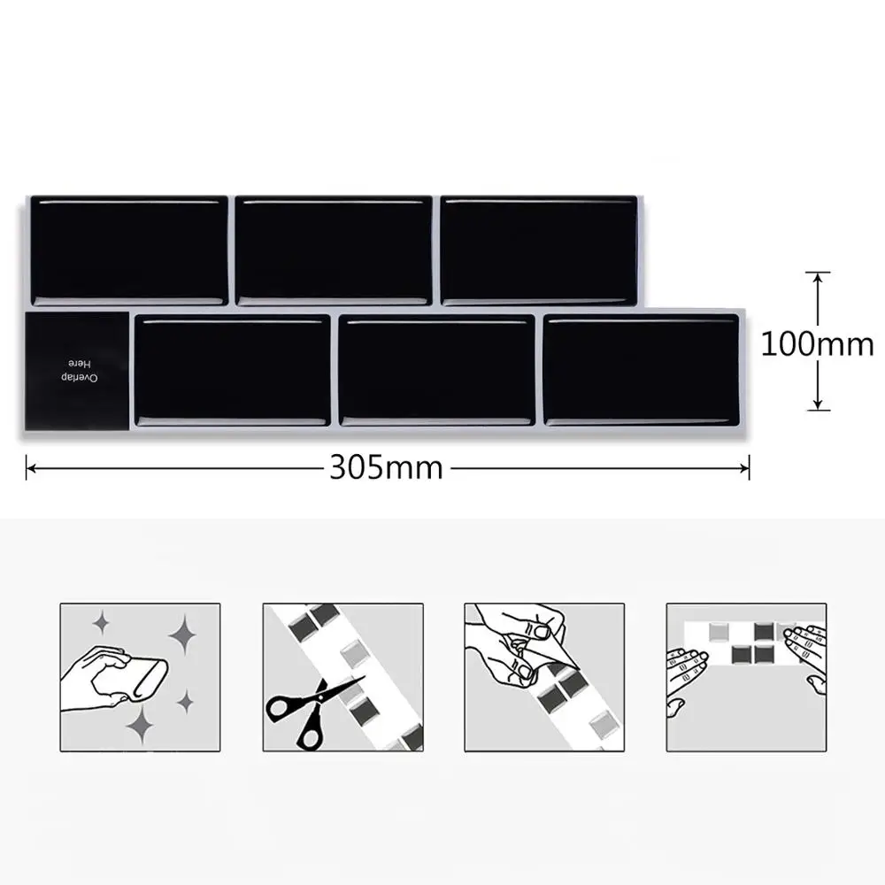 Яркие плитки классические черные обои водонепроницаемый кухонный Декор