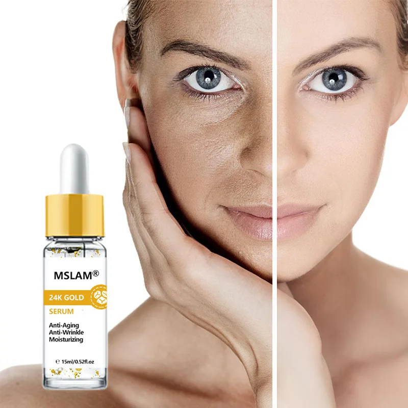 

24k Gold Face Serum Anti Aging Anti Oxidant Moisturizing Facial Essence Anti Wrinkle Shrink Pores Hyaluronic Acid Serum 15ml