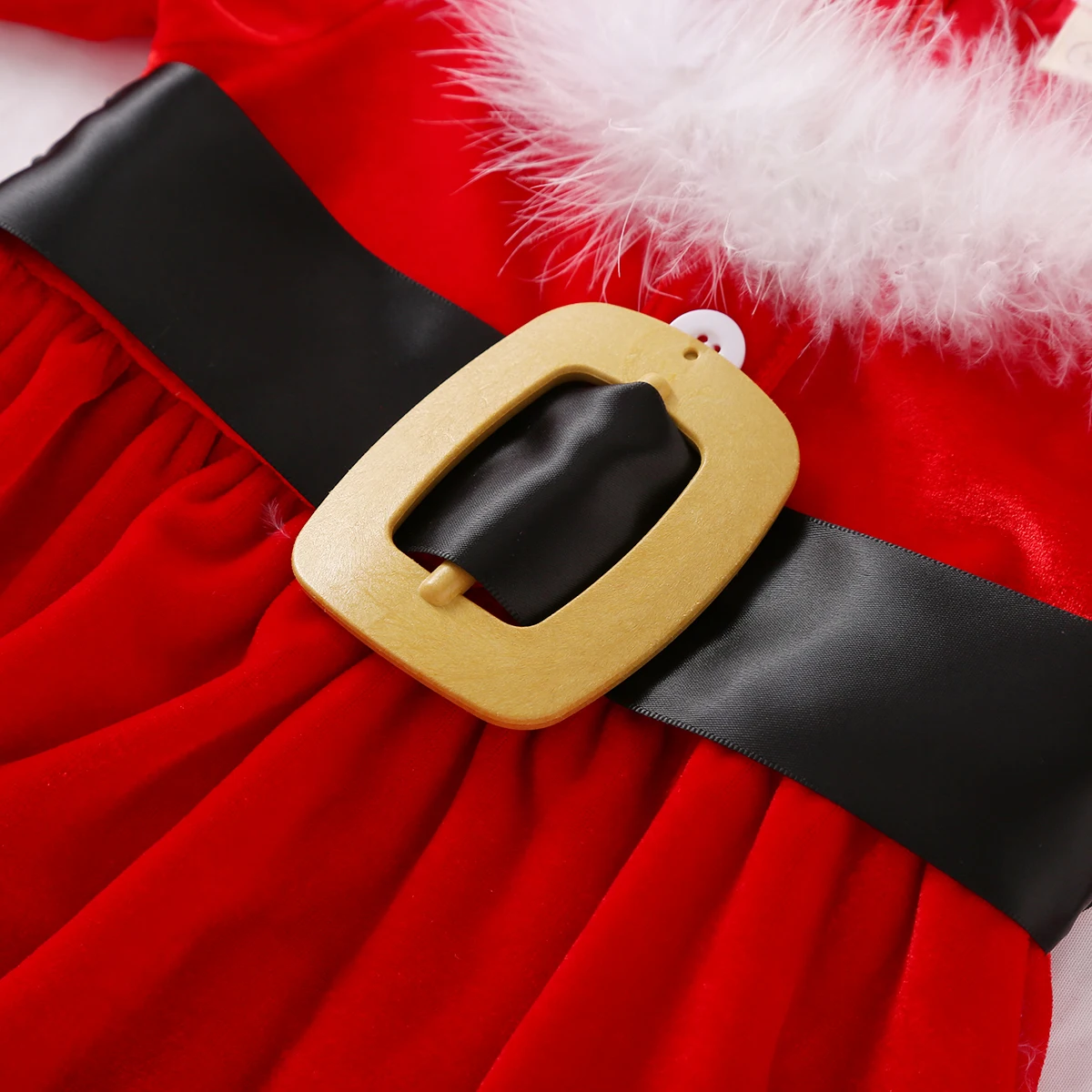 New 2020 Baby Christmas Dress Princess Toddler Girls Fleece Red O-Neck Long Sleeves High Waist with Sashes 6M-4Y | Детская одежда и