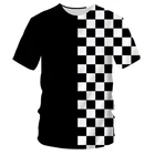 Мужская и женская футболка с круглым вырезом, черно-белая футболка с 3D-принтом, 100-6XL, для лета