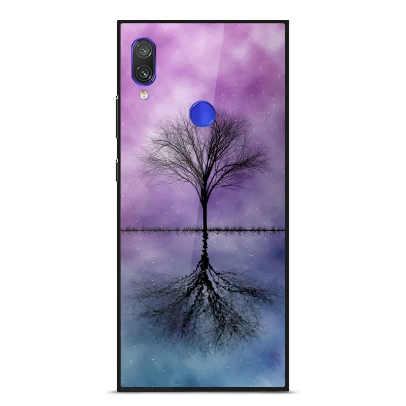 

Case For RedMi Note 7 Fashion Painted Mirror Scratch Resistant Tempered glass Shockproof Back Cover For RedMi Note 7 Pro Cover
