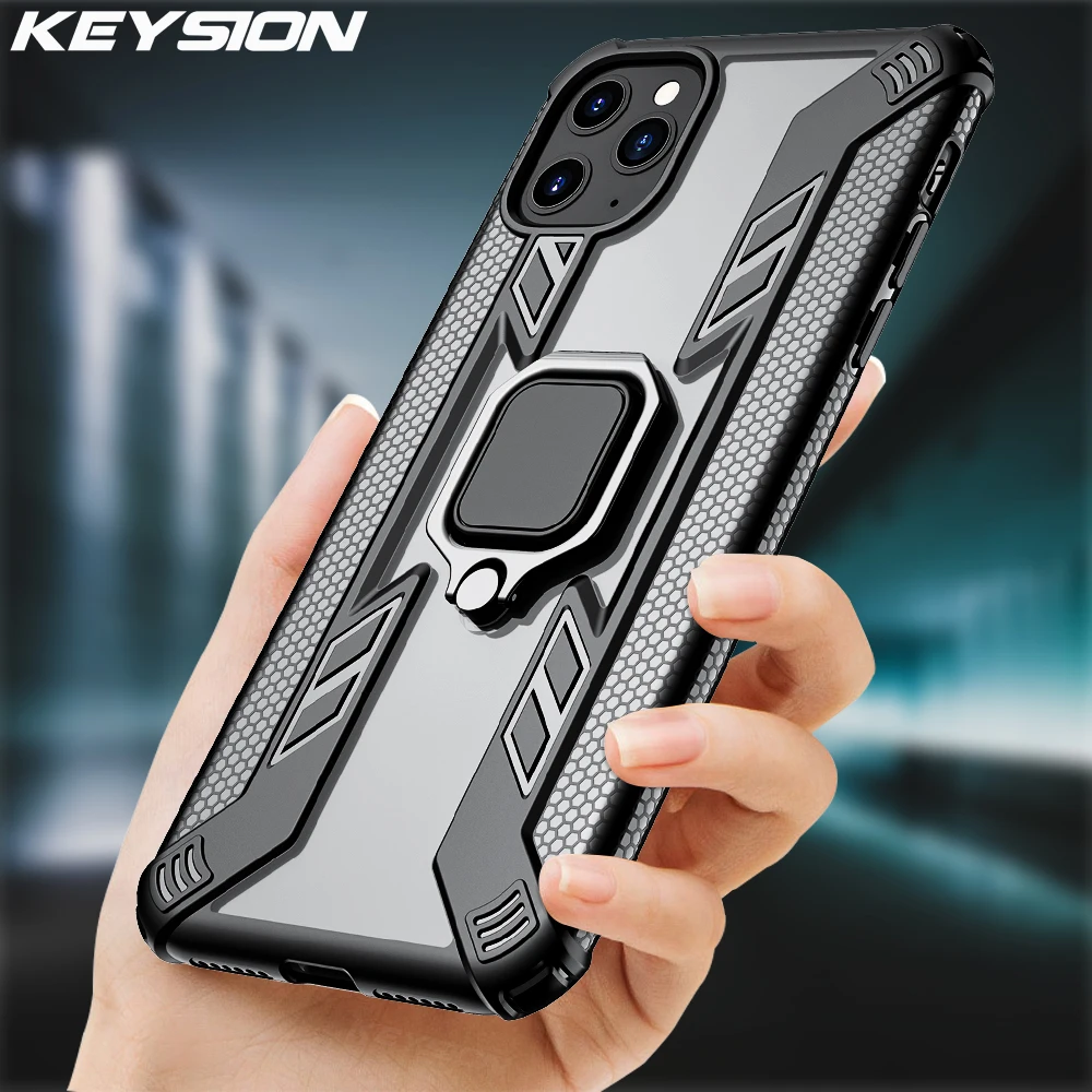 Ударопрочный защитный чехол KEYSION для iPhone 11 Pro Max с подставкой автомобильное кольцо