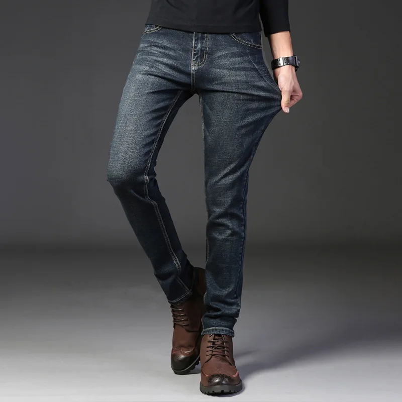 2021New Popular Stylish Top Quality Stretch Men Jeans Solid color Micro-elastic Classic Jeans