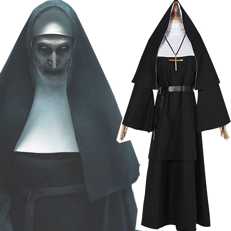 Костюм монахини из фильма для женщин длинный черный костюм Арабская религия