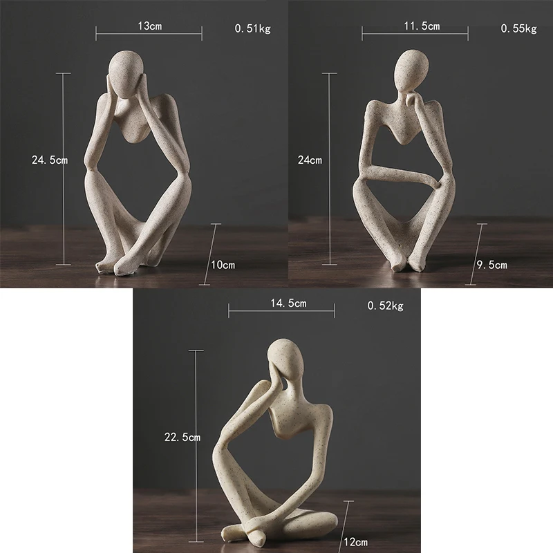 

Nordic Decor Home Abstract Thinker Statue Resin Figurine Office Home Decoration Desktop Decor Handmade Crafts Sculpture Modern