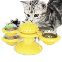 funny brush cats rotatable teasing with catnip training toys windmill led balls interactive smart cleaning pet massage teeth