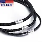 Мужской кожаный чокер, коричневый, черный Плетеный шнурок, застежка из нержавеющей стали, ювелирные изделия для мальчиков, UNM09A, цепочка на шею для мужчин