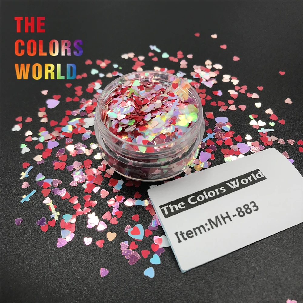 Цветовые Блестки для ногтей в форме сердца День Святого Валентина украшение