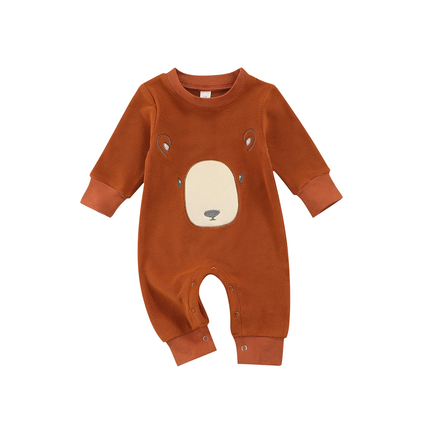 

Pudcoco 0-18M Romper Cartoon Bear Print Embroidery Cute Covered Button Long Sleeve Casual O-Neck Jumpsuit Sleepwear Tracksuit
