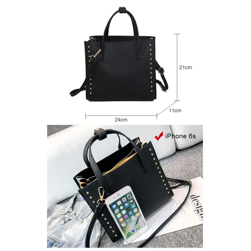 Женская сумка-мессенджер из искусственной кожи с заклепками на каждый день