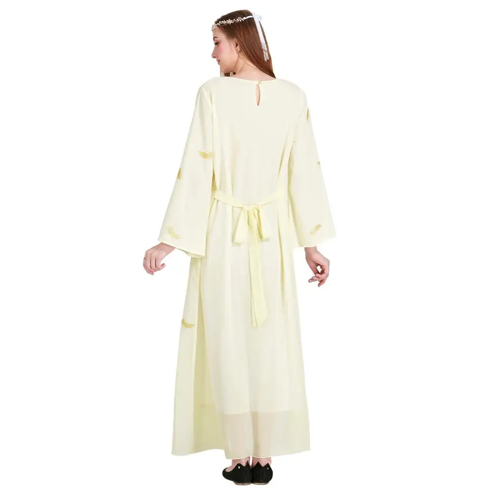 2019 Elegant Beautiful Muslim Turkey Islamic Women Maxi Skirt Bangladesh Dubai Abaya Feather Hot Stamping Chiffon Robes | Тематическая