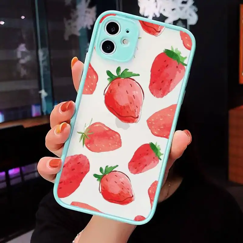 

Strawberry cute Simplicity design Phone Case Matte Transparent for iPhone 7 8 11 12 s mini pro X XS XR MAX Plus cover funda