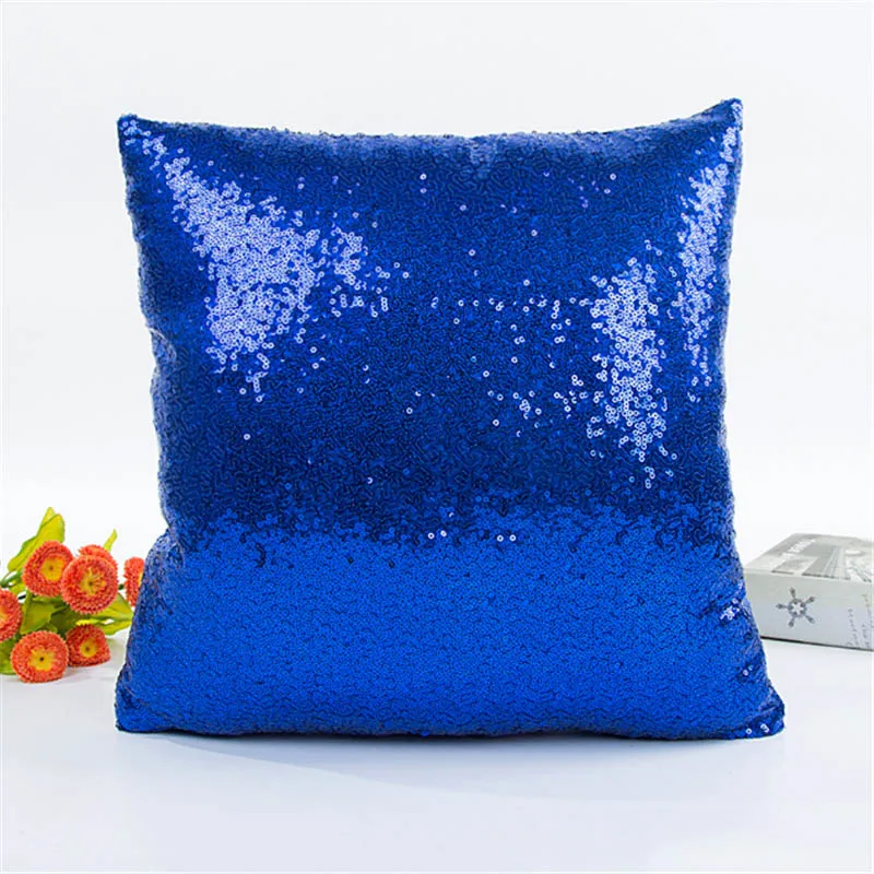 Darkblue 40*40 см блестки пайетки однотонный Атлас серебро подушка для дивана кровати домашний Декор автомобиля хлопковая подушка для дивана чехол - Цвет: Darkblue