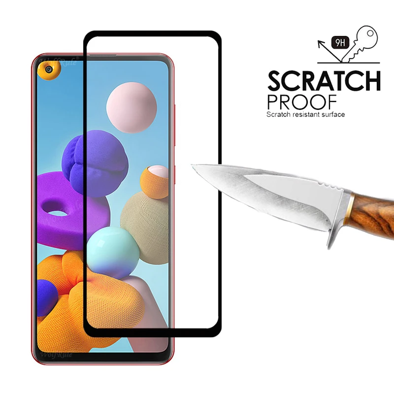 4 en 1 para Samsung Galaxy A21S vidrio para Samsung A21S vidrio templado para Samsung M21 M31 A51 A71 A50 A11 A31 A41 A21S lente de vidrio-1