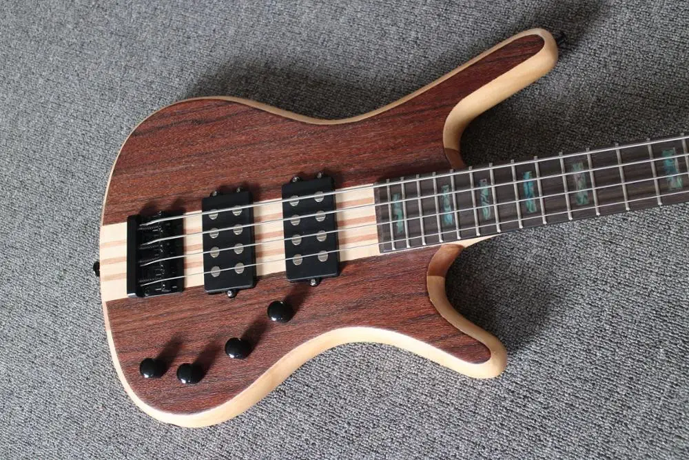 Шея через тело 4 струны электрогитары Гитара шпон розового дерева Топ бас гитара