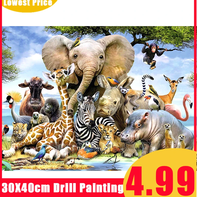 Полностью квадратная/круглая дрель 5D DIY Алмазная картина с животным райским