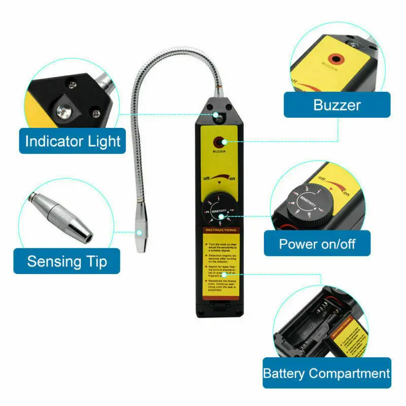 

Refrigerant Freon Leak Detector for HFC CFC Halogen R134a R410a R22a R600a R290 Air Condition HVAC Leak Detector Recovery