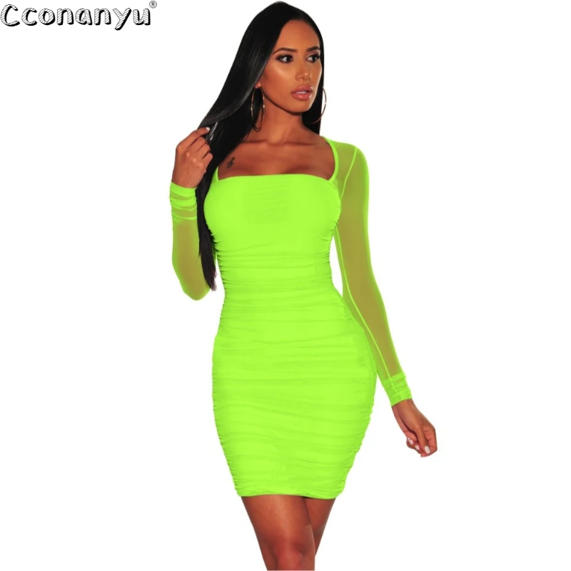 2019 осеннее модное Сетчатое трикотажное платье уличная Женская милая однотонная