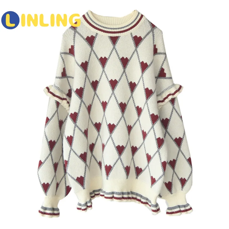 

LINLING Fall and Winter Children's Pullover New Korean Fashion Cute Girl Children Sweater Knit Sweater P753