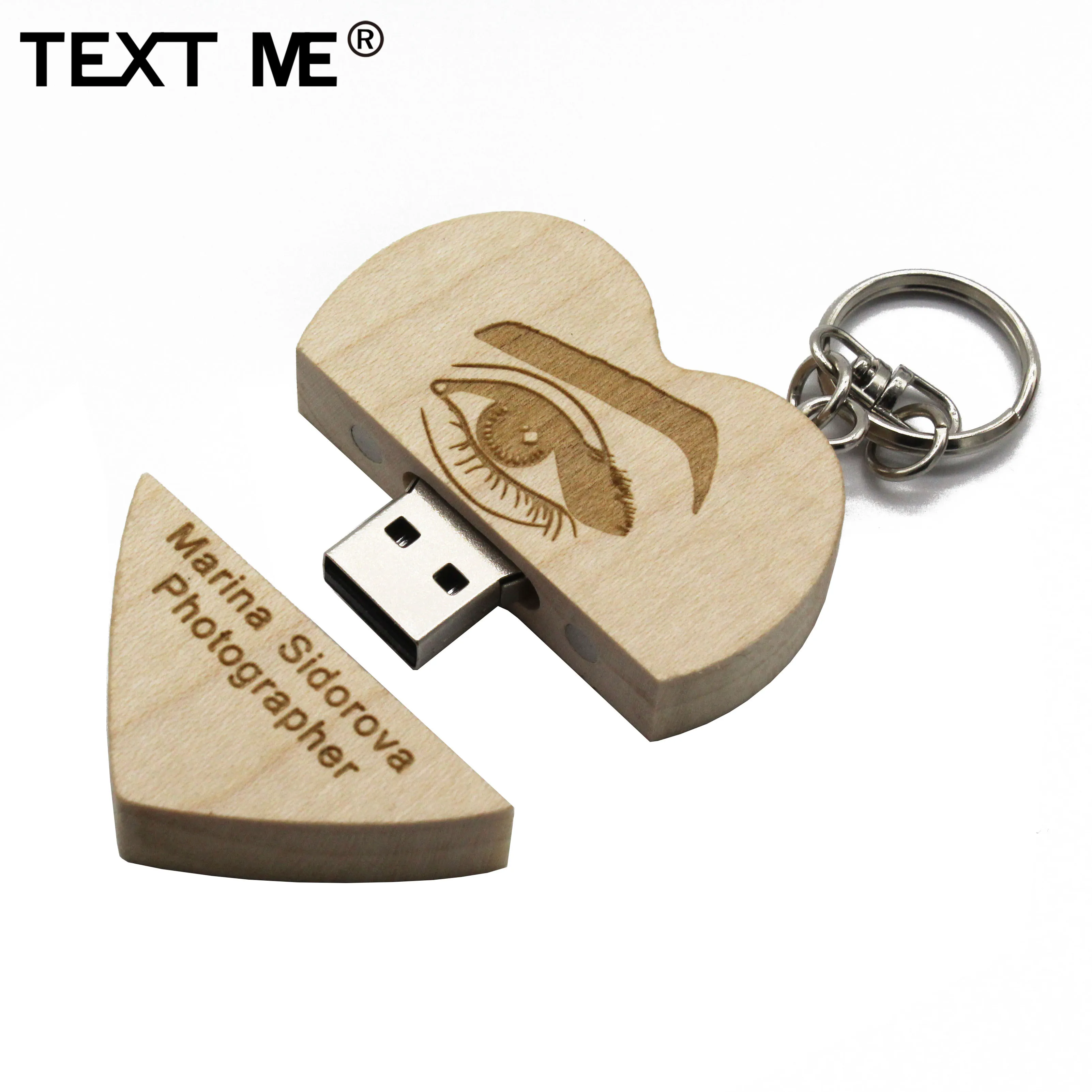 TEXT ME Деревянный сердце любовь+ коробка персональный логотип usb флэш-накопитель 4 ГБ 8 ГБ 16 ГБ 32 ГБ 64 ГБ usb 2,0 фотография