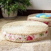 1 pc tatami natural straw round pouf cushion floor cushions meditation yoga round mat chair cushion japanese style cushion