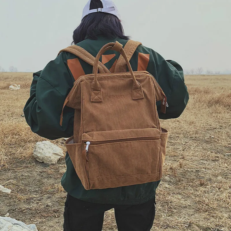 Новые вельветовые рюкзаки женские школьные ранцы для девочек подростков