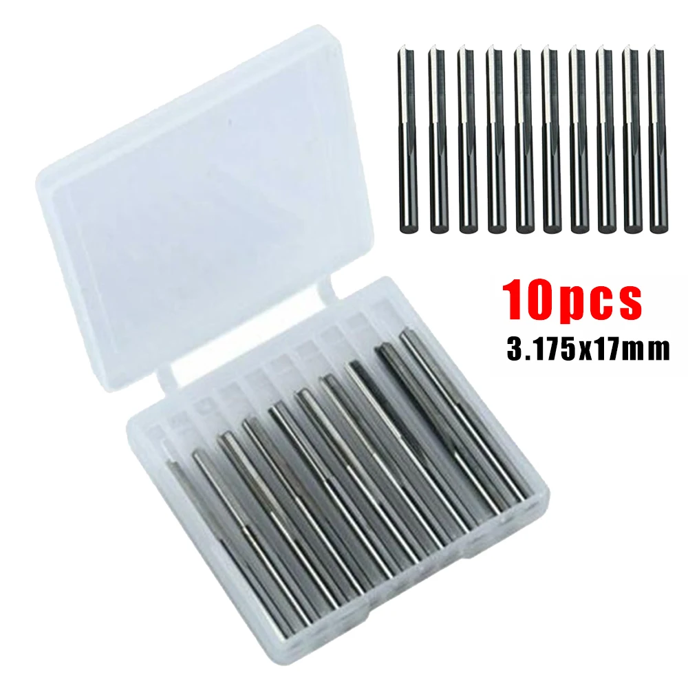 

10pcs End Mill 1/8Inch Shank 2 Flutes Straight CNC Bits Milling Cutter