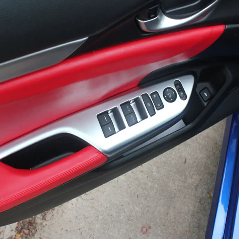 

Аксессуары для Honda Civic 10, 2016, 2017, 2018, Стайлинг автомобиля, АБС-пластик, дверь и окно, стекло, крышка переключателя подъема, отделка LHD