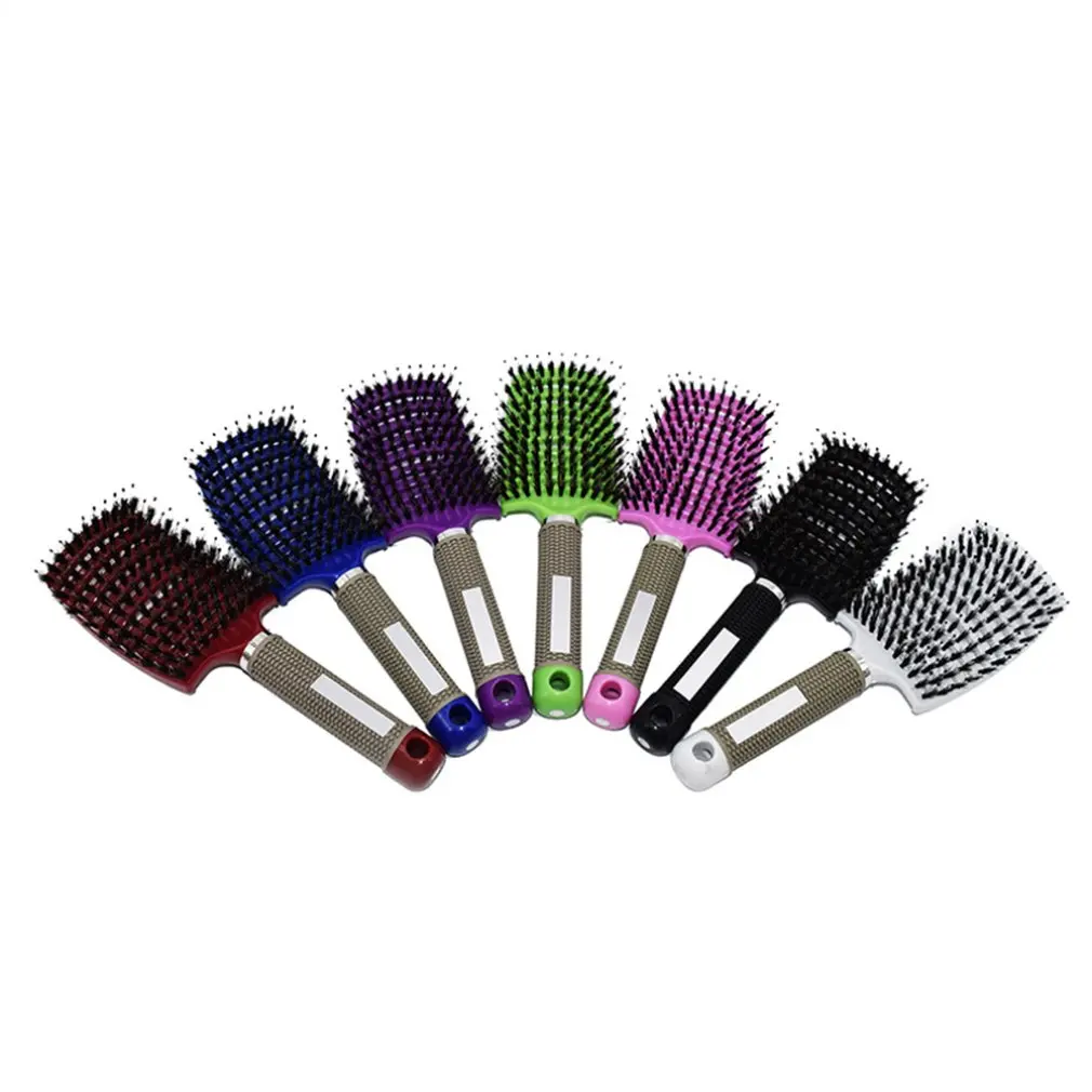 

Hairdressing Comb Curved Boar Bristles Smooth Hair Curling Comb Styling Comb Straight Hair Massage Comb