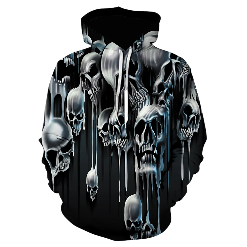 

2021 new fashion young dark novelty horror skull gothic style hoodie 3D printing men's women's children's yards are complete
