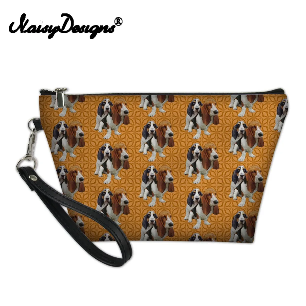 

Noisydesigns Portable Women Lady Travel Pouch Cosmetic Bag Basset Hound Dog Design Storage Makeup Toiletry PU Case Dropship