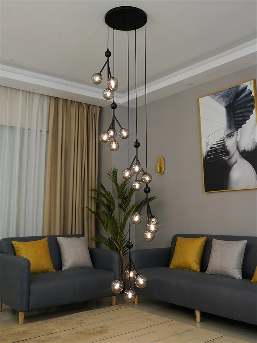 Скандинавские стеклянные люстры с пузырчатым шариком Длинные светильники