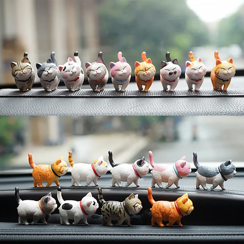 

9Pcs/set Car Ornaments Cute Cats Dashboard Toy Decoration Lovely Cat Doll Toy Car-styling Interior anime Accessories Gift