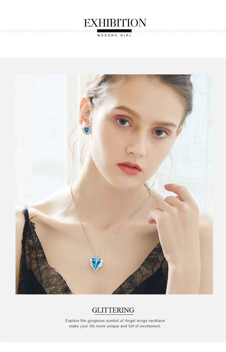 CDE дизайн, крылья ангела, украшенные кристаллами Swarovski, подвеска в форме сердца, ожерелье, ювелирное изделие, подарок на день Святого Валентина