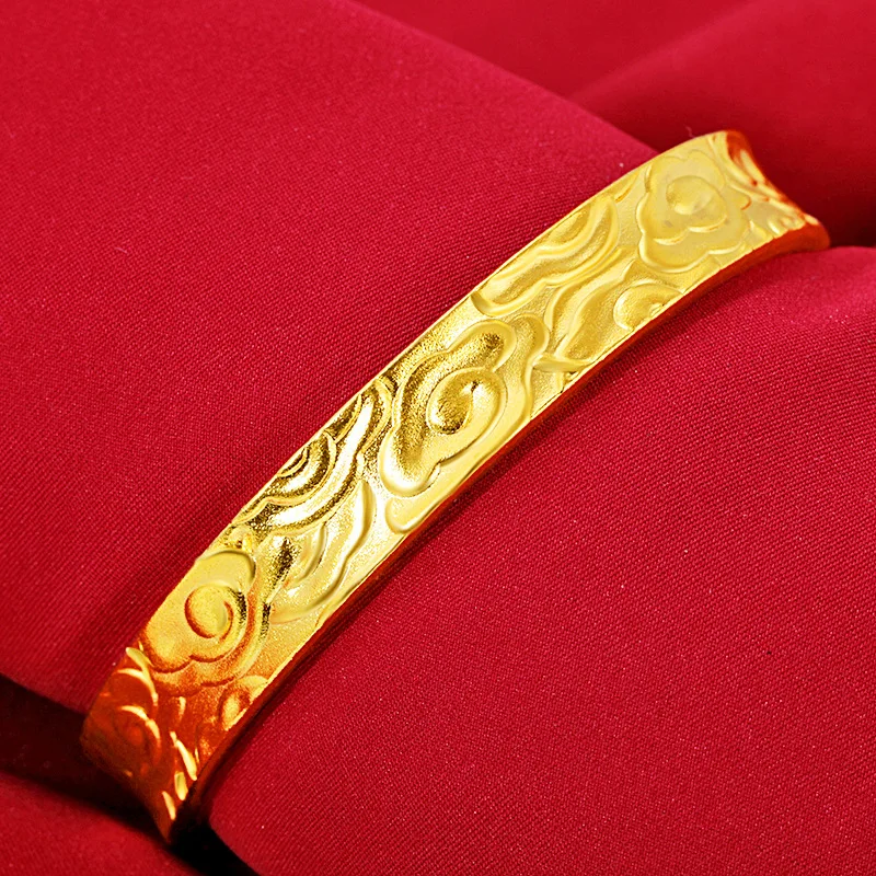 999 желтого золота облака вырезка открытым браслеты из нержавеющей стали для