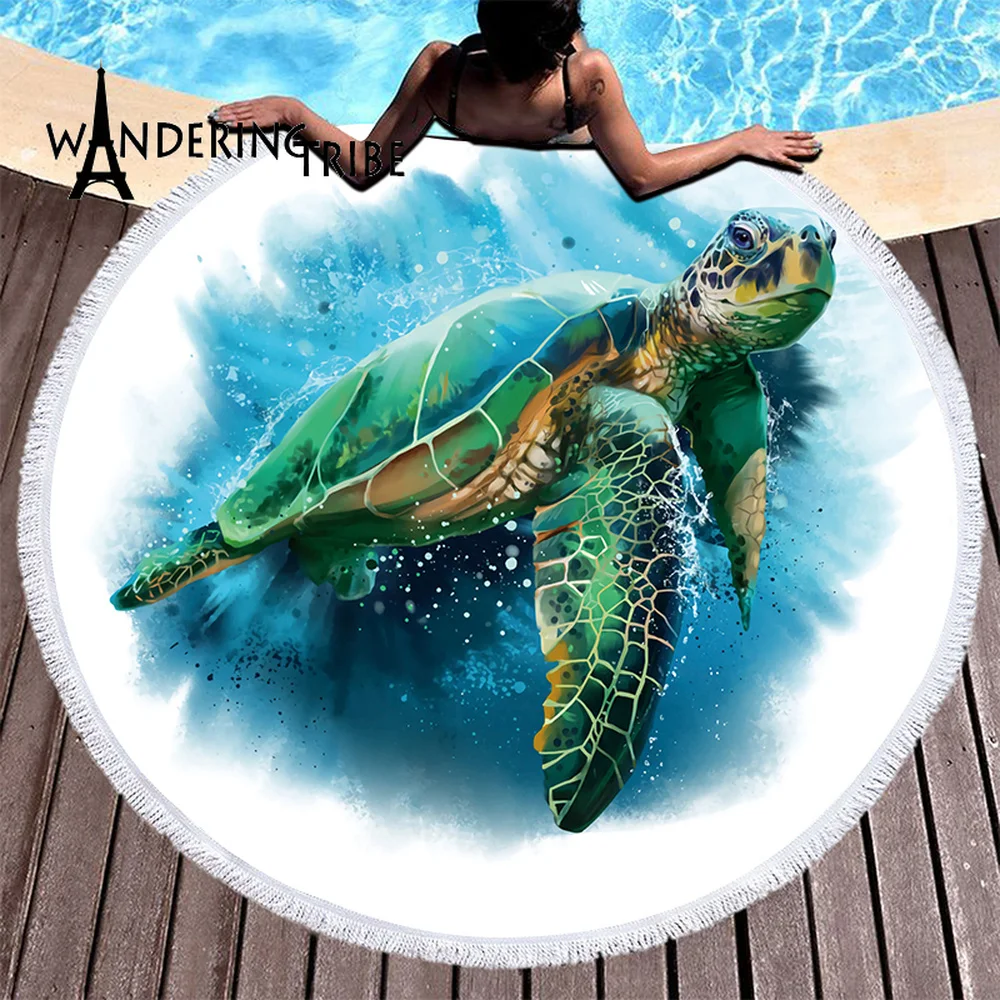 Пляжное полотенце из микрофибры с животными черепашками украшение в