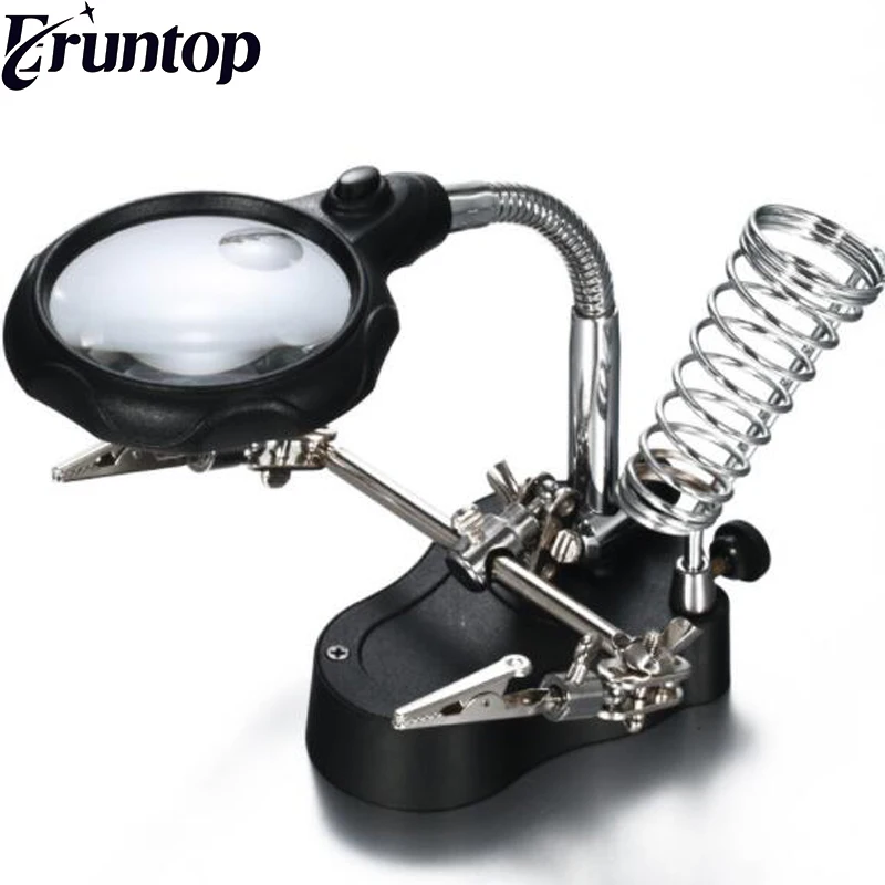 Вспомогательная Лупа со светодиодной подсветильник для сварки ручная с зажимом