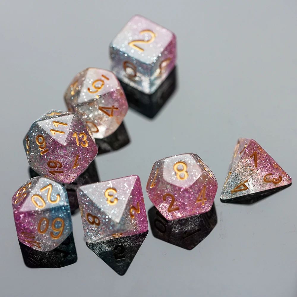 7 шт./компл. фотоблестящие трехслойные игральные кости D &amp D4 D6 D8 D10 % D12 D20 набор