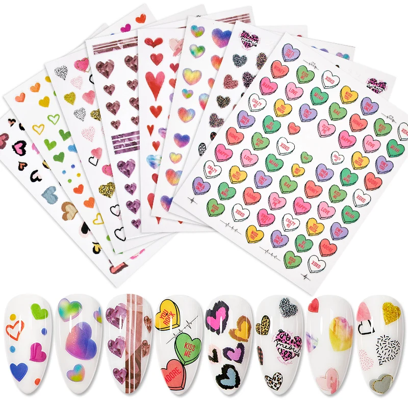 1 шт. 3D слайдер для ногтей дизайн с сердечком блестящее украшение наклейка сделай