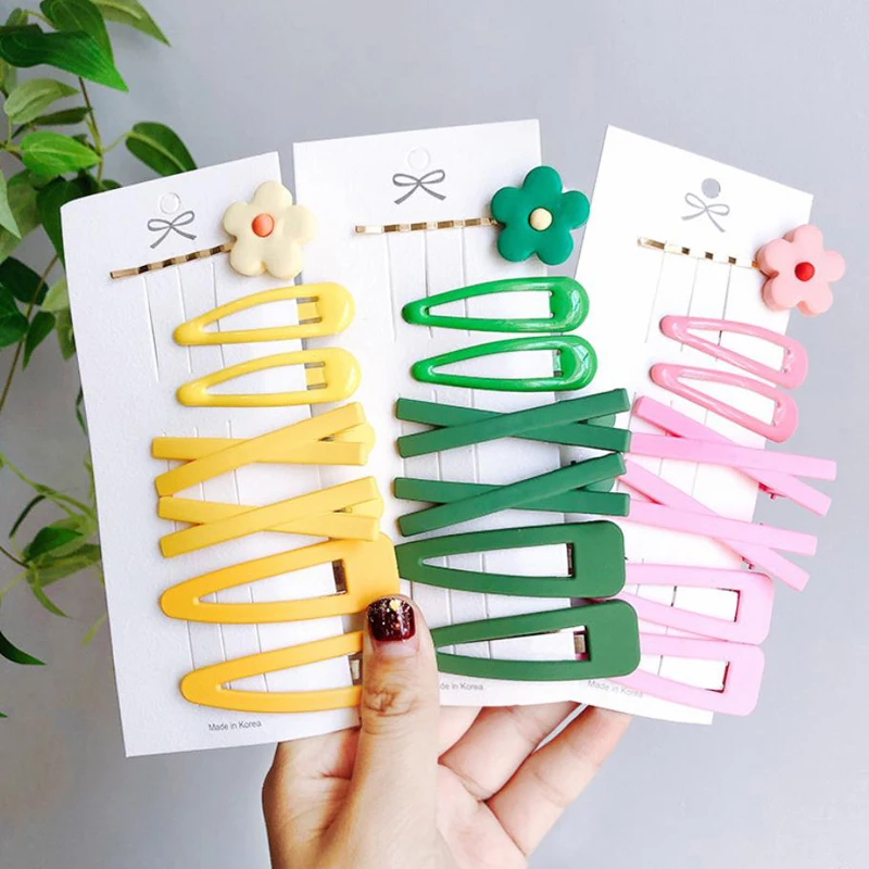 7 шт./компл. милые заколки с цветами для волос конфетных цветов в форме капли