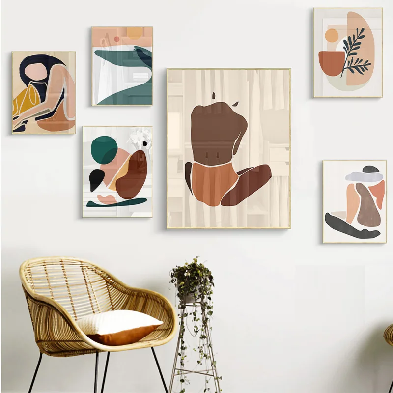 

Abstract Vintage Girl Plant Leaves Wall Art Canvas Painting Nordic Posters and Prints Wall Pictures for Living Room Home Decor