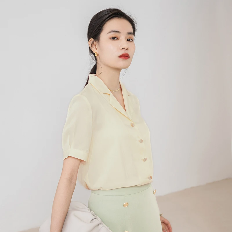 INMAN элегантная летняя блузка в офисном стиле с отложным воротником | Женская