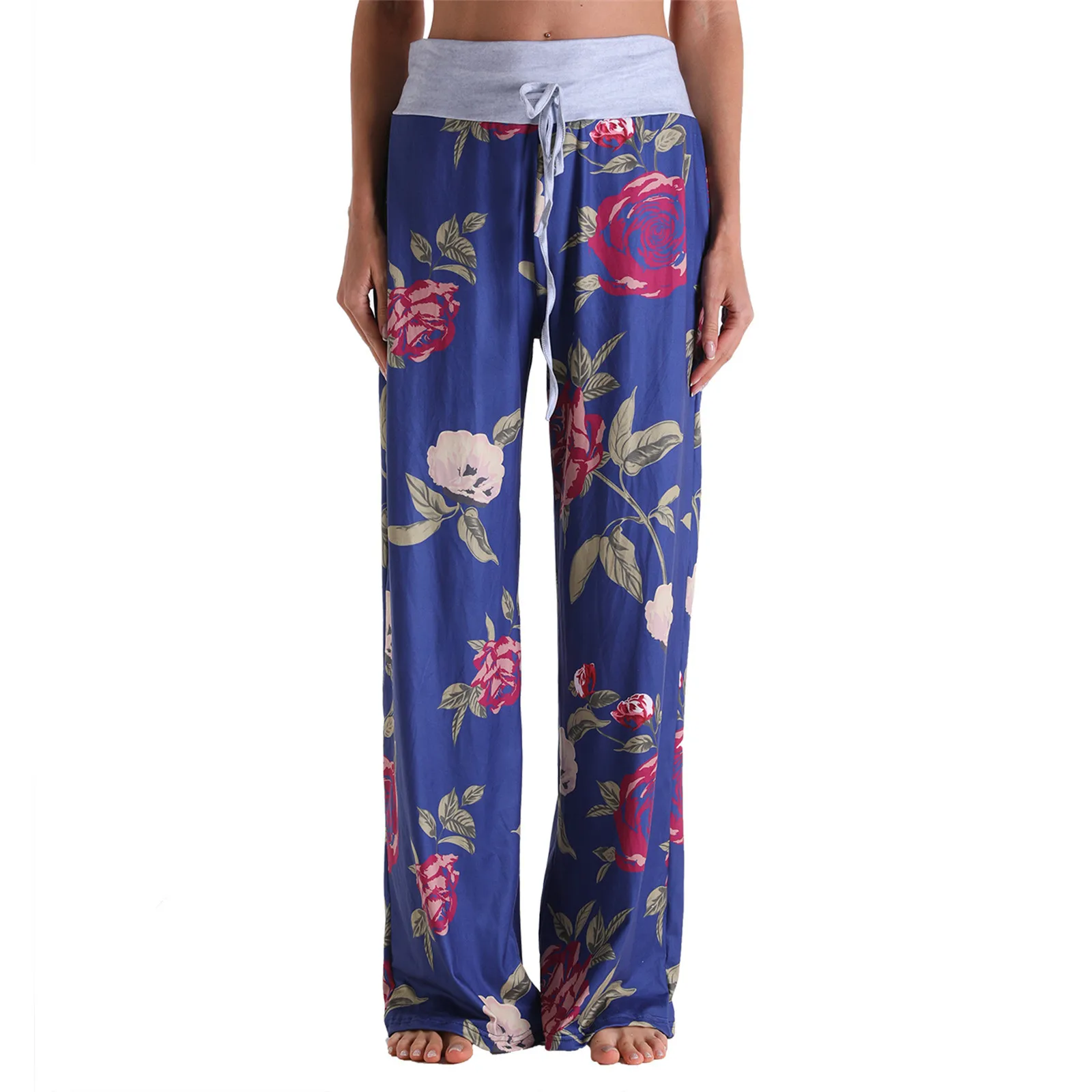 

2021 Elegant Pants Women's Fashion Wide Leg Trousers High Waist Casual Loose Drawstring Ladies Palazzo Female Pantalon