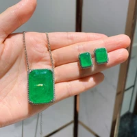 retro high quality emerald gemstone stud earringspendant wedding fine jewelry sets gift for women accessories factory wholesale