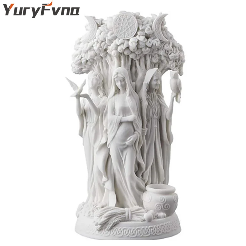 YuryFvna-estatua de resina, figura de escultura de resina de 16cm, religi&oacute;n de Grecia, diosa Triple celta, madre Maiden y the Crone-2