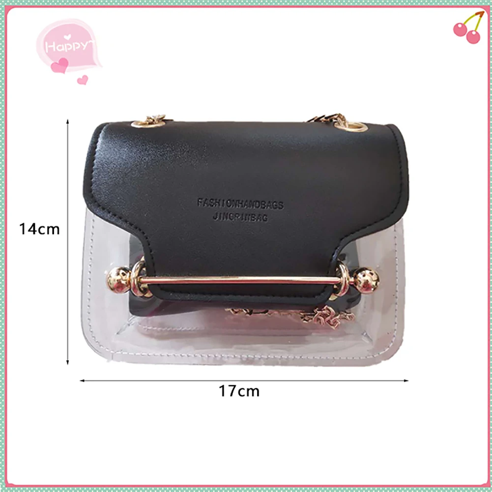 

Fashion Small Square Shoulder Bag Transparent PU Composite Messenger Bag Handbag