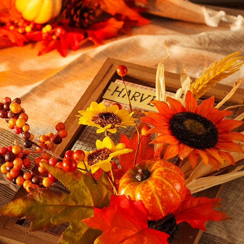 Halloween decorations Harvest festival simulation sunflower pumpkin photo frame garland home wall hanging door | Дом и сад